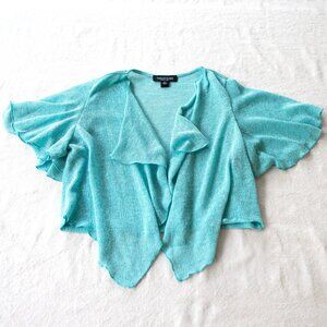 Vintage Y2k Turquoise Sheer Open Front Cardigan | Mermaidcore Coastal Cowgirl